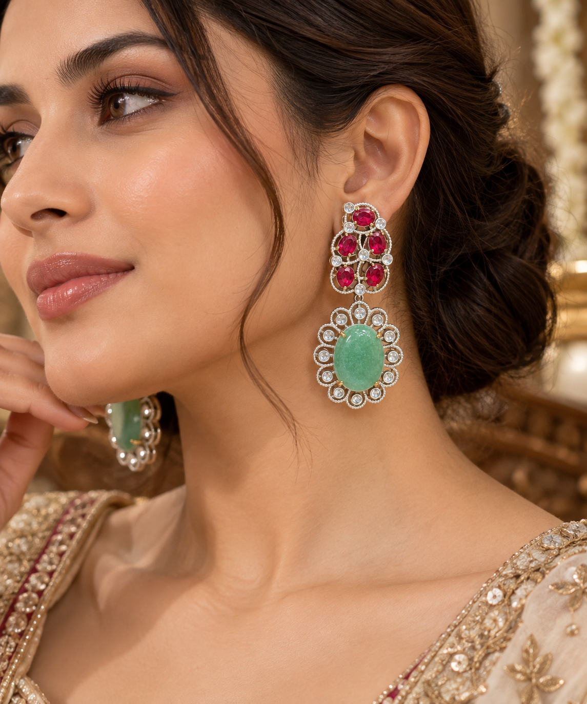 Aaranya Emerald Ruby Earrings GS#767
